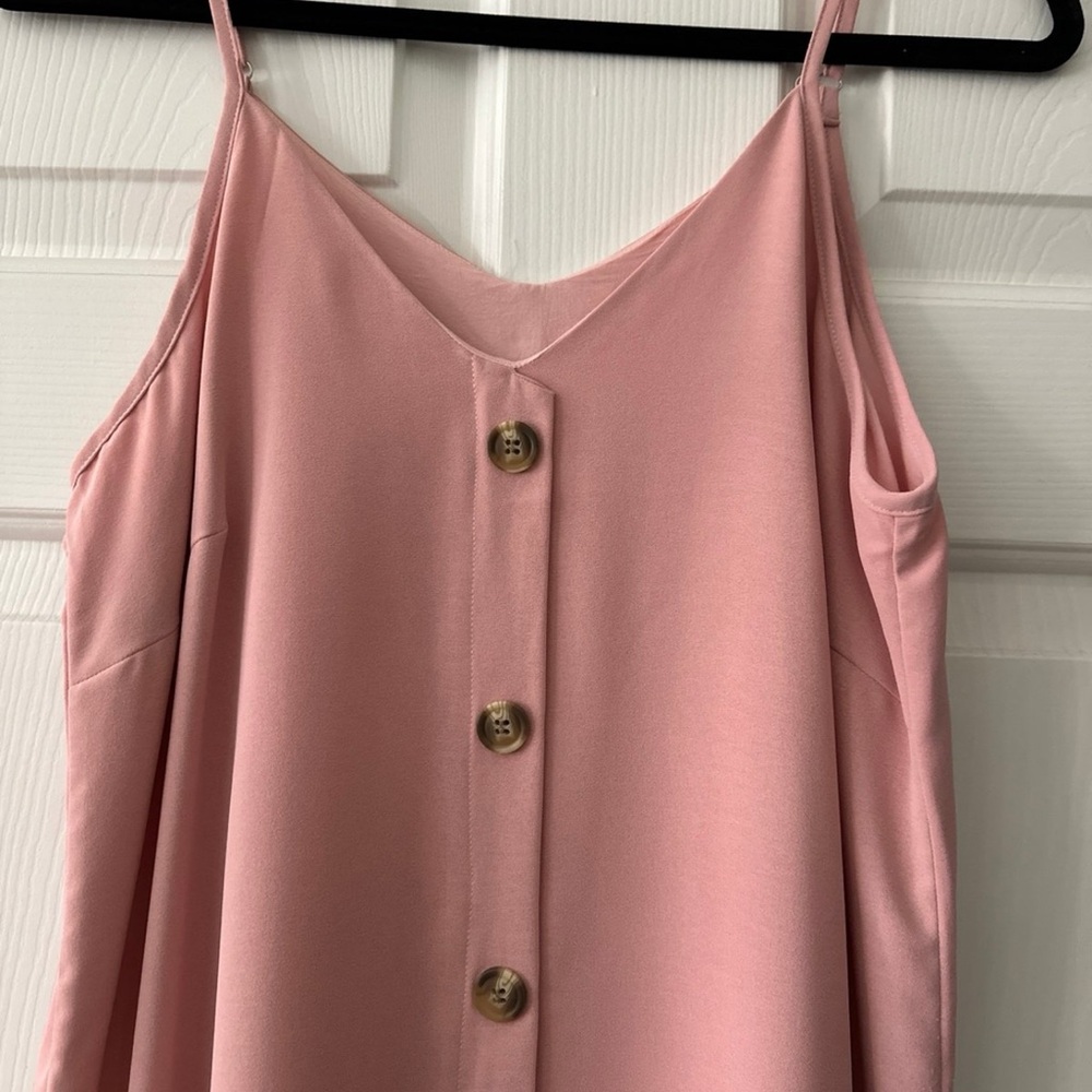 Pink Button-Down Spaghetti Strap Dress